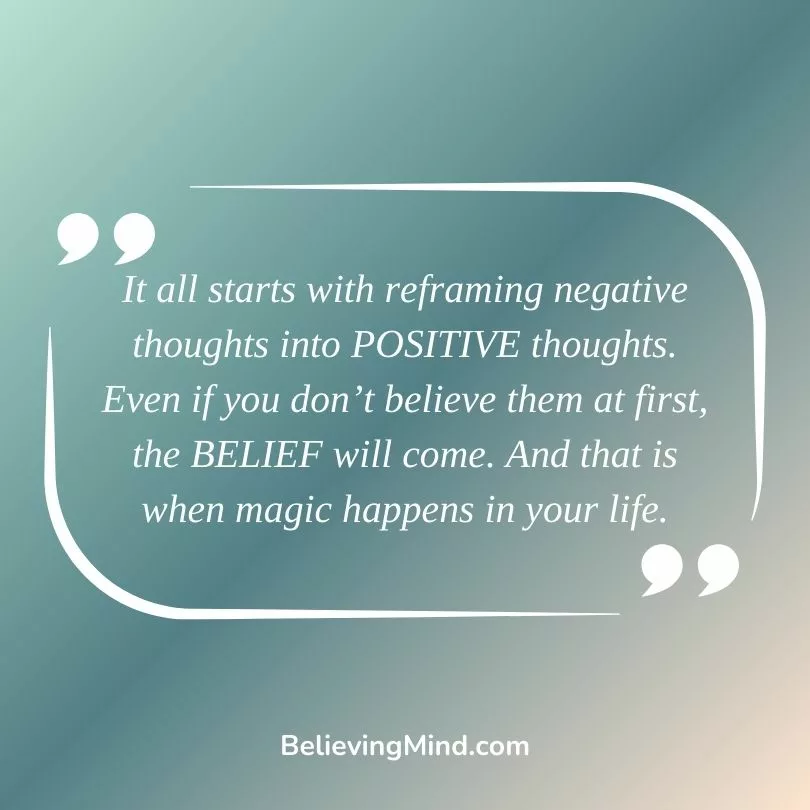 How to reframe negative thoughts quote
